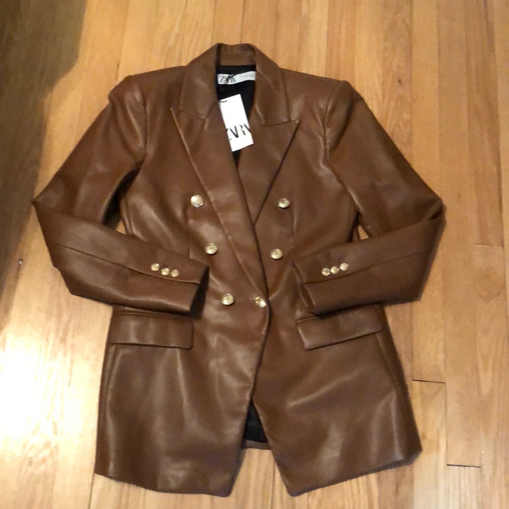 Zara Faux Leather Blazer